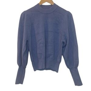Industry Puff Sleeve Crewneck Blissful Blue Long Sleeve Pullover Sweater L